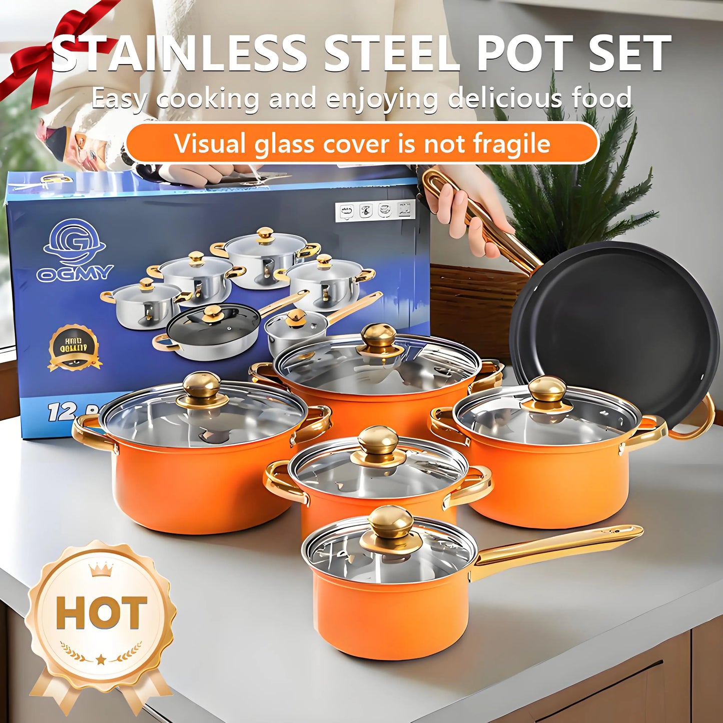 12-Piece ,Stainless Steel, Non-Stick, Kitchen Cookware