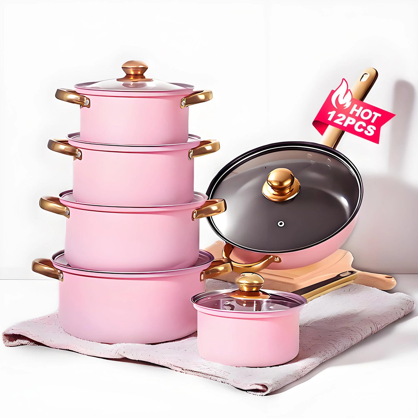 12-Piece ,Stainless Steel, Non-Stick, Kitchen Cookware