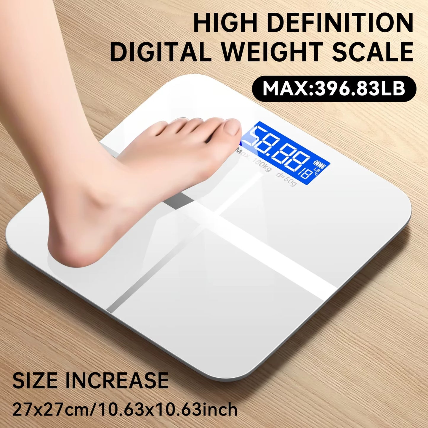 Digital Bathroom Scale 396lb, High-Precision