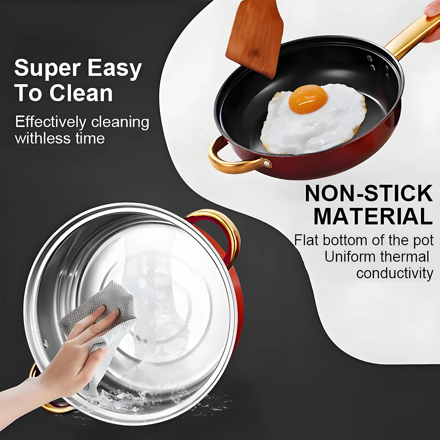 12-Piece ,Stainless Steel, Non-Stick, Kitchen Cookware