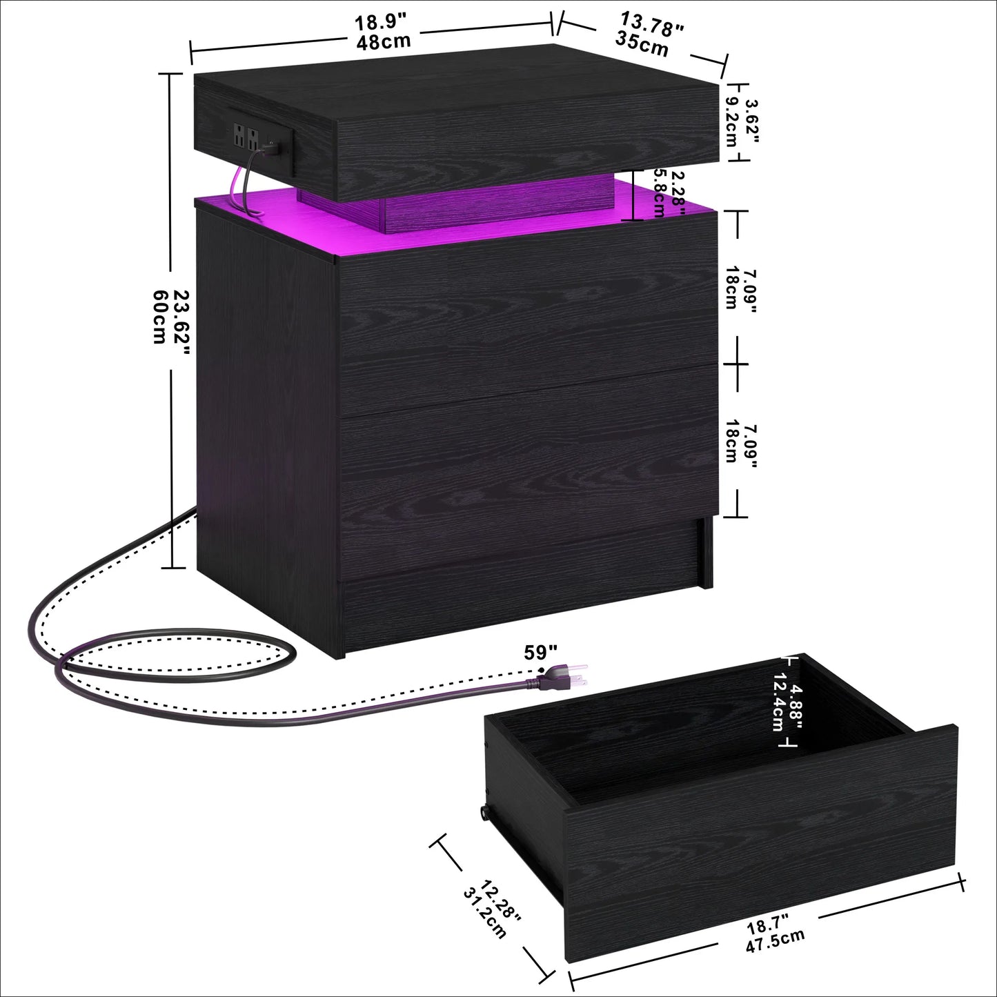 Night Stand with Charging Station