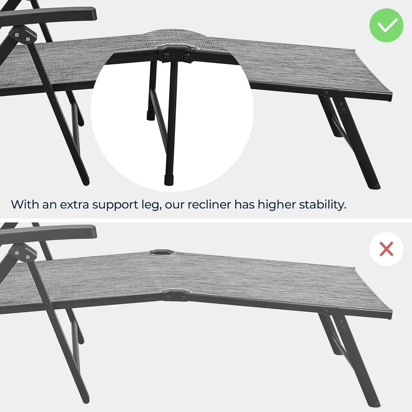 Outdoor Folding Chaise Lounge Set of 2