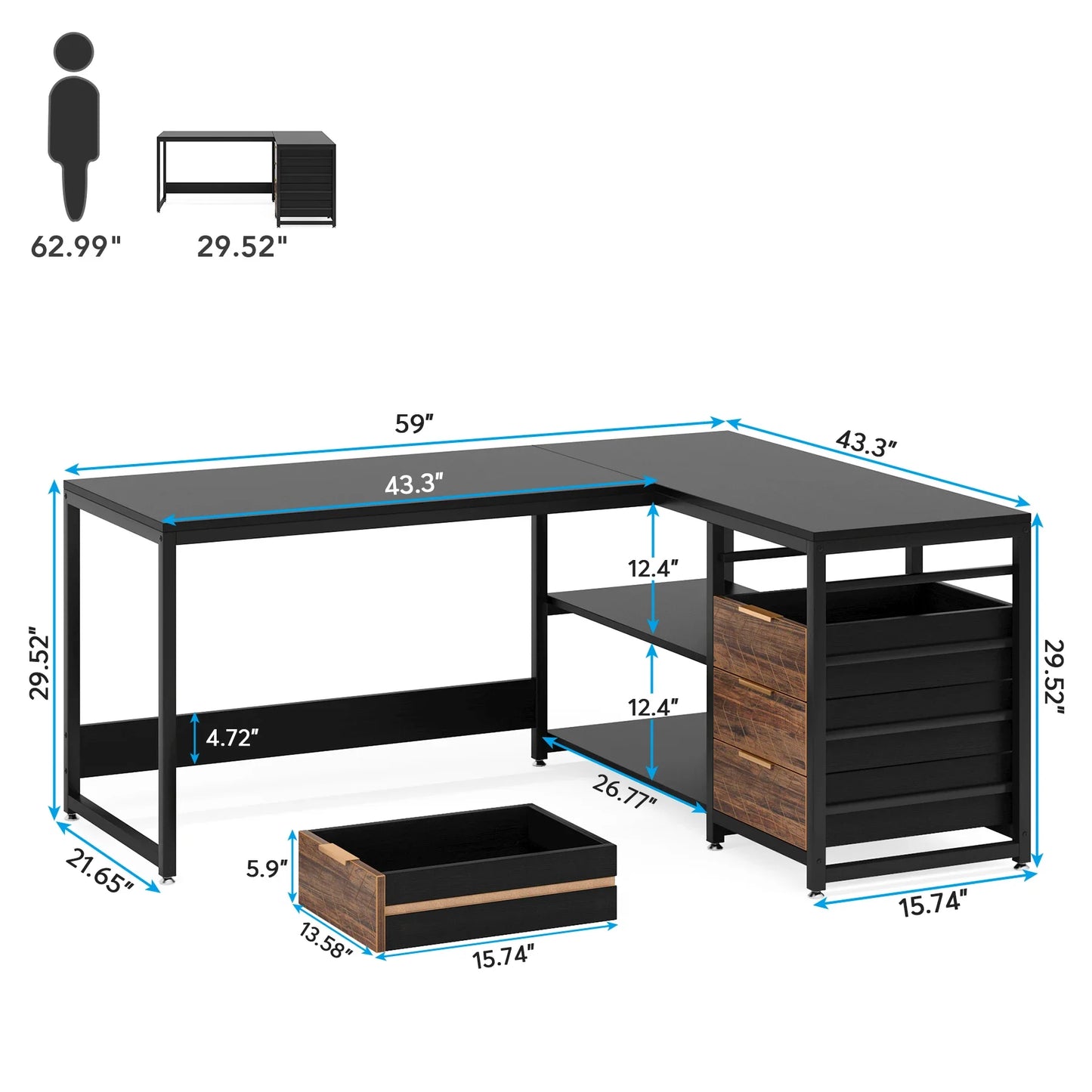 Modern L-Shaped Computer Desk Corner