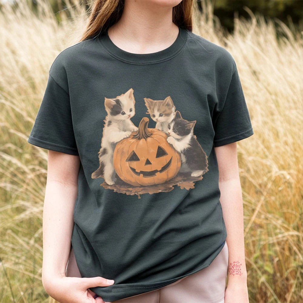 Kitty Halloween Pumpkin Cute Animal Tee