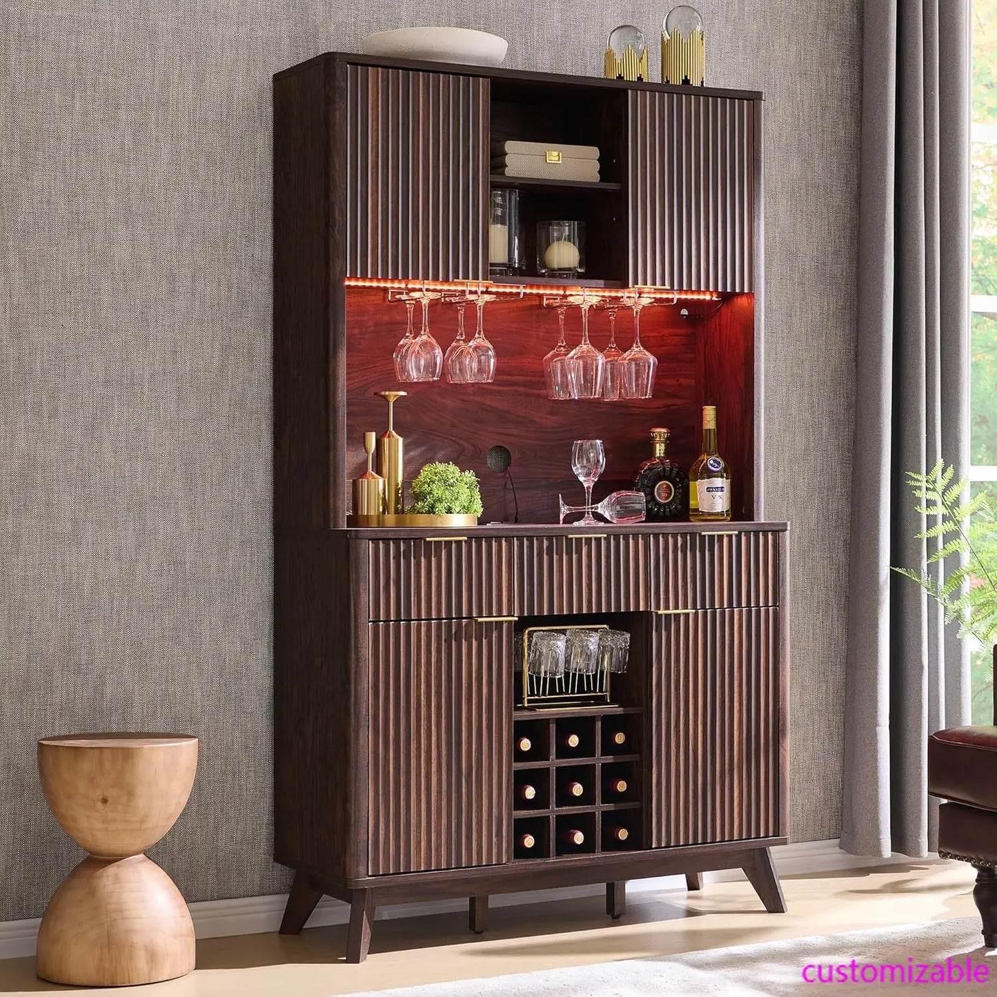 72" Modern Wine & Coffee Bar Cabinet