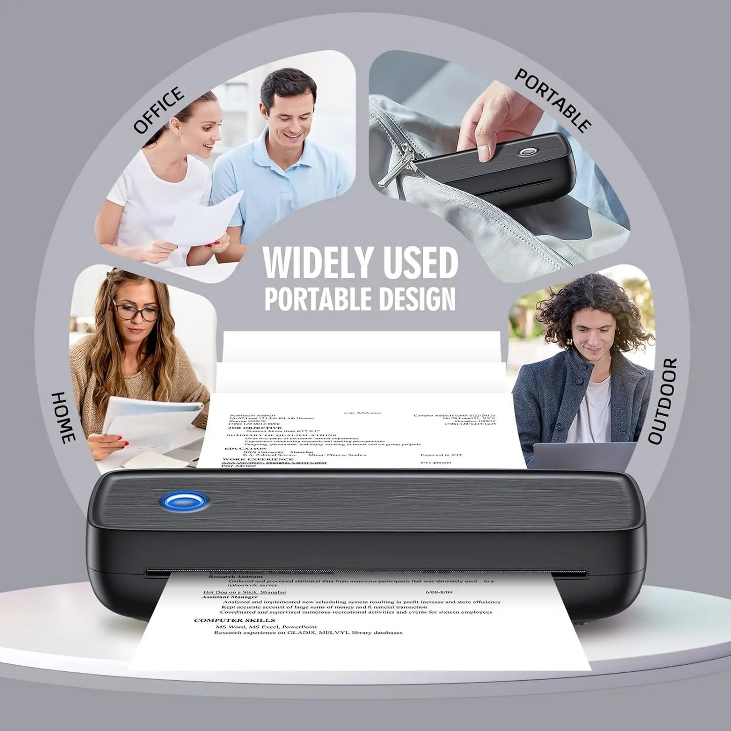 Portable Wireless Bluetooth Thermal Inkless Printer