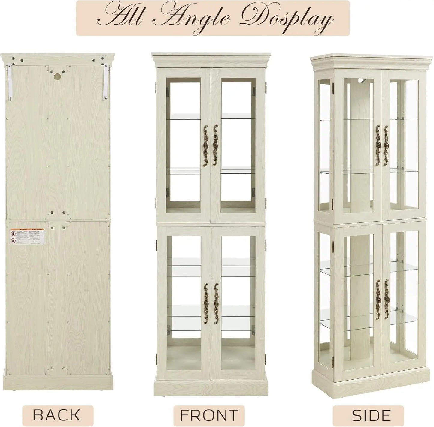 Curio Cabinet 71" Lighted Glass Display Case