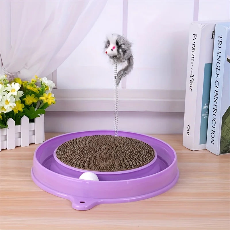 Scratching Cat Toy with Ball Track and Spring