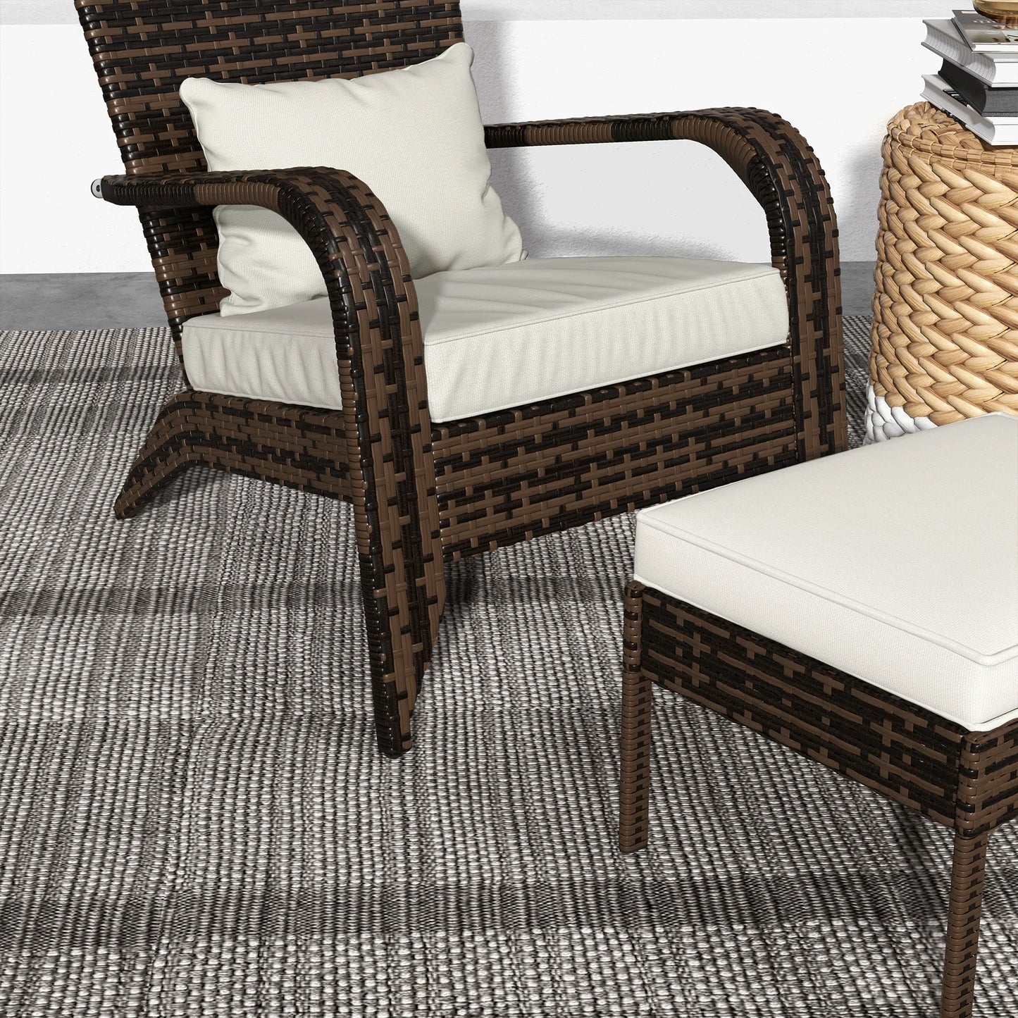 Wicker Adirondack Chair W/ Ottoman
