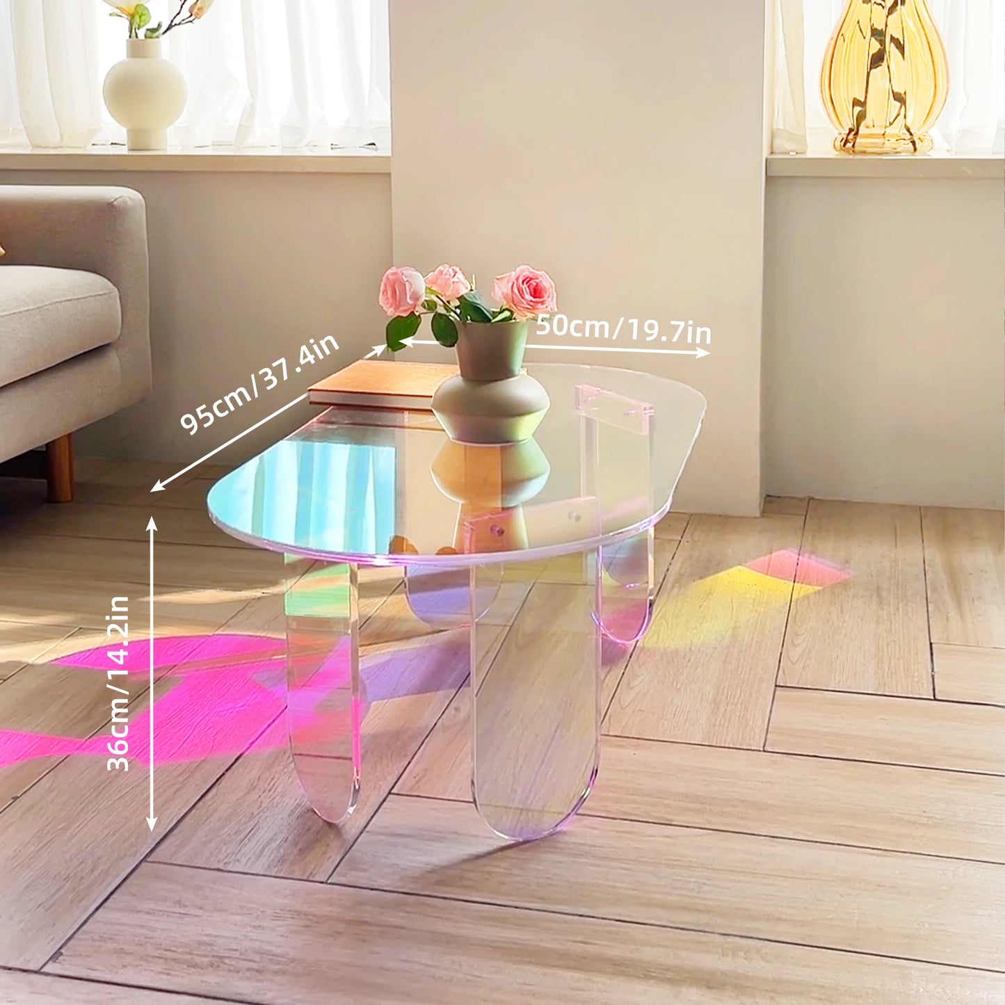 Acrylic Coffee Table, (L) x 19.7 in (W) x 14.2IN (H)