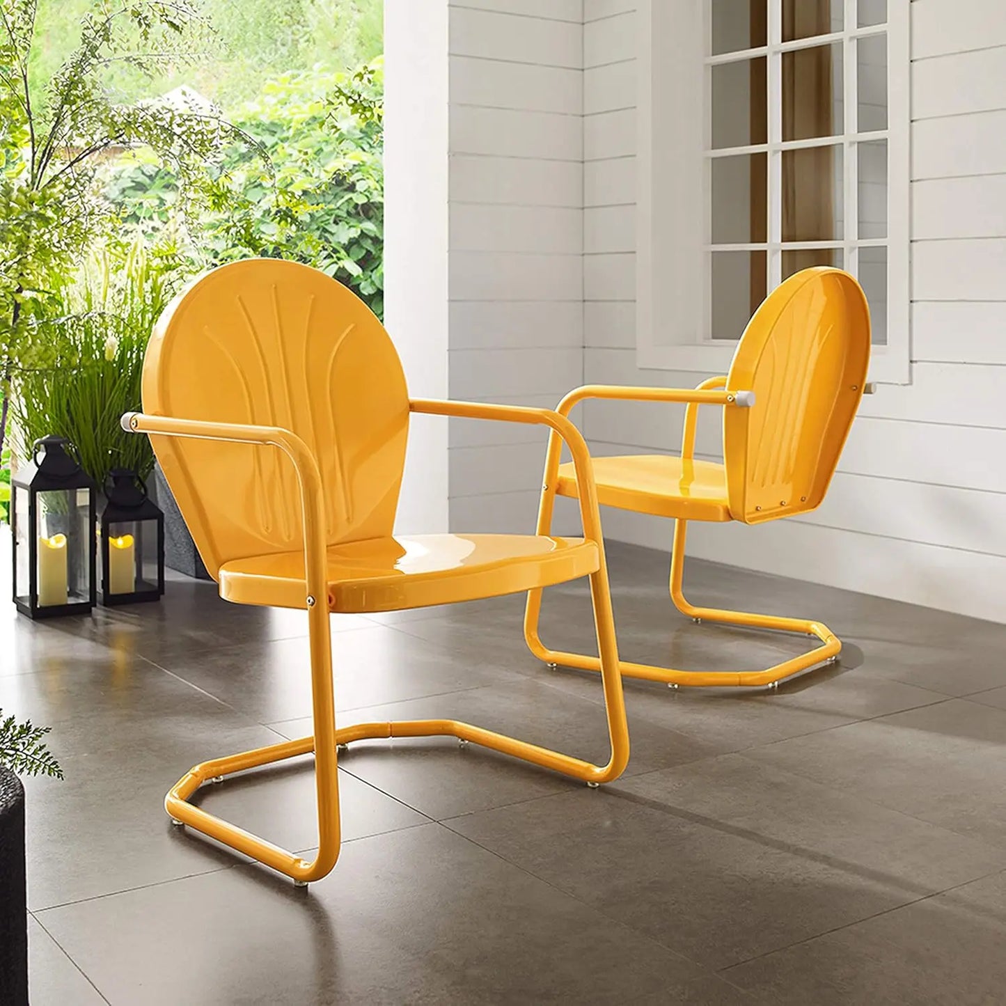 Retro Metal Patio Chairs for Porch, Deck, Balcony