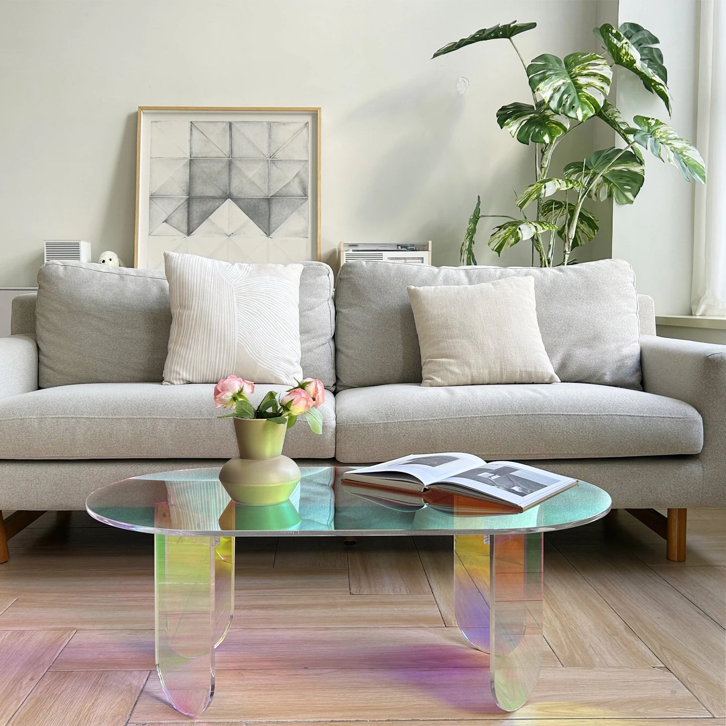 Acrylic Coffee Table, (L) x 19.7 in (W) x 14.2IN (H)