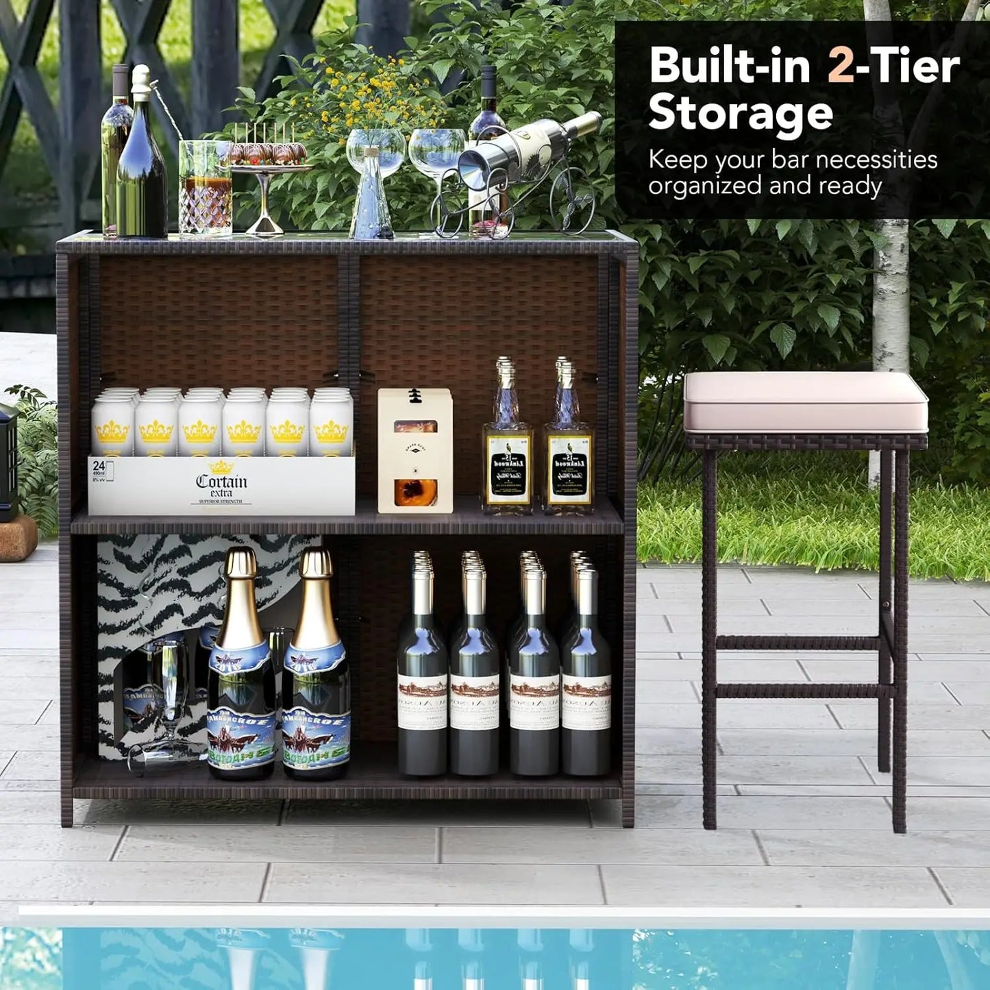 3 Piece Patio Bar Set