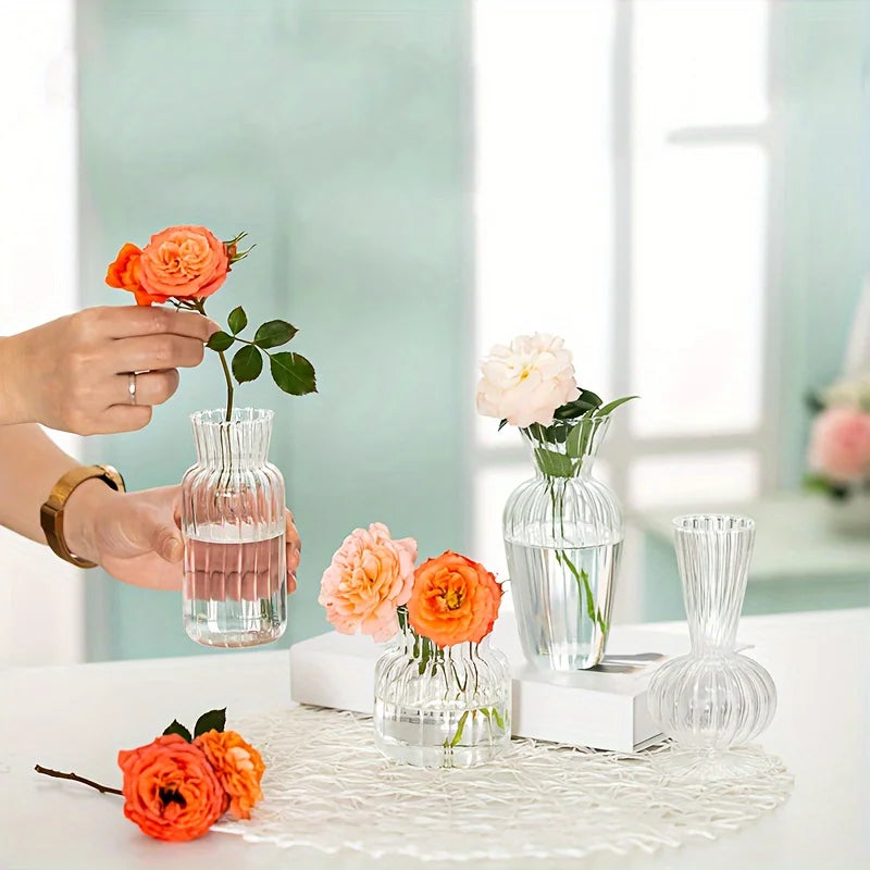8/16 Pieces Modern Transparent Glass Vase Set