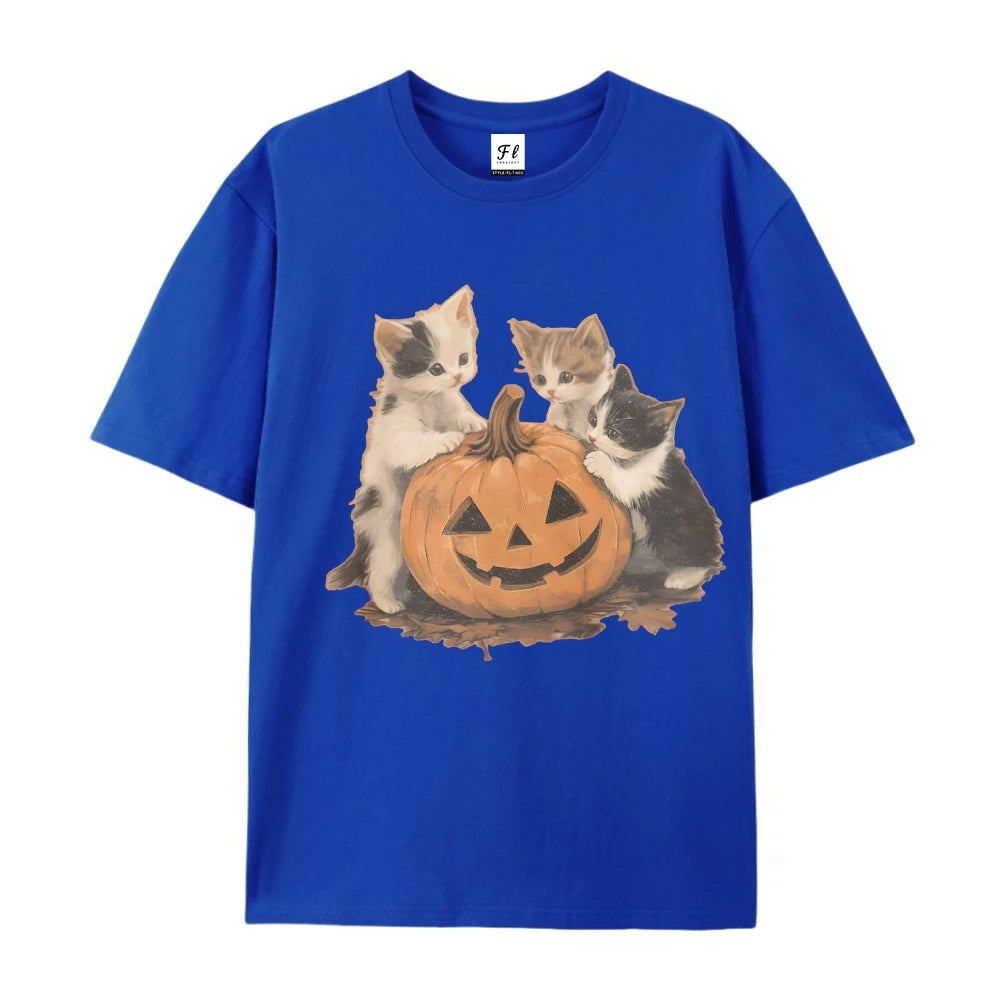 Kitty Halloween Pumpkin Cute Animal Tee