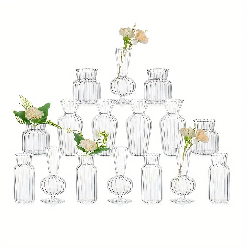 8/16 Pieces Modern Transparent Glass Vase Set