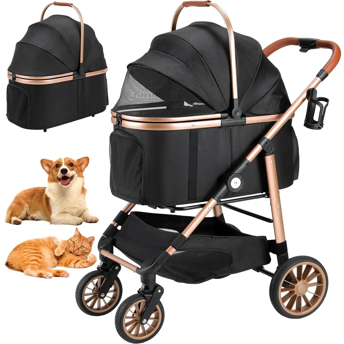 360° High Wheels Transport Foldable Pet Stroller