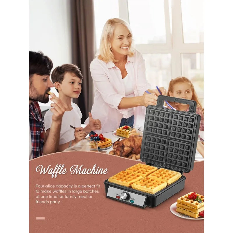 4-Waffle Electric Belgian Waffle Maker
