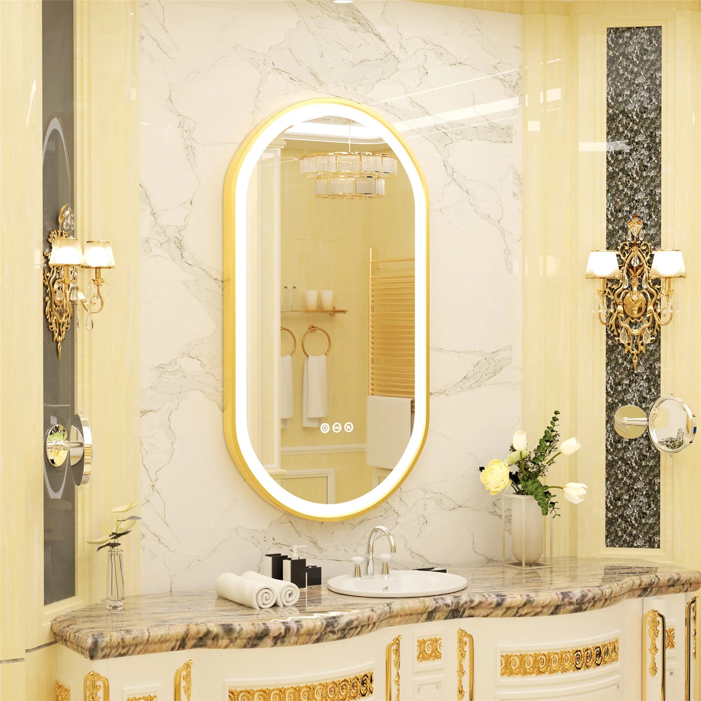 Large LED Oval Bathroom Mirror