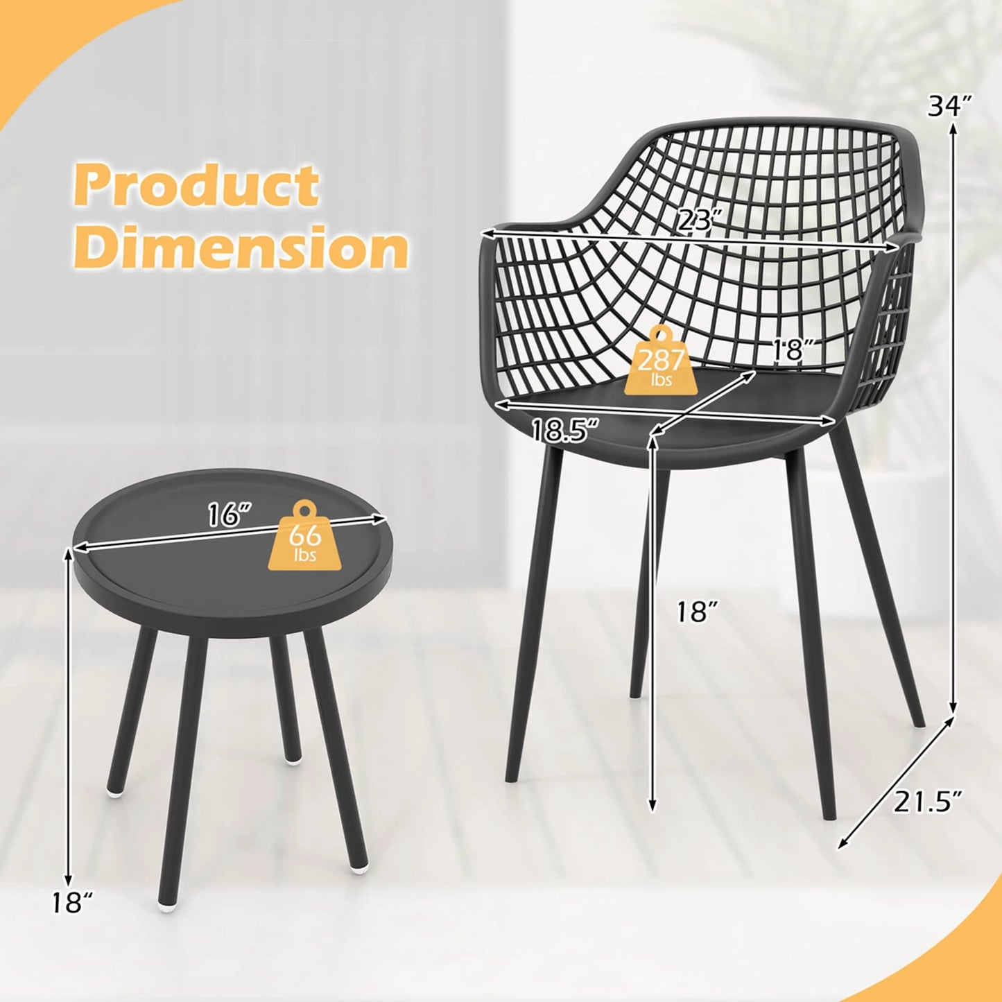 3 Piece Patio Bistro Set All Weather