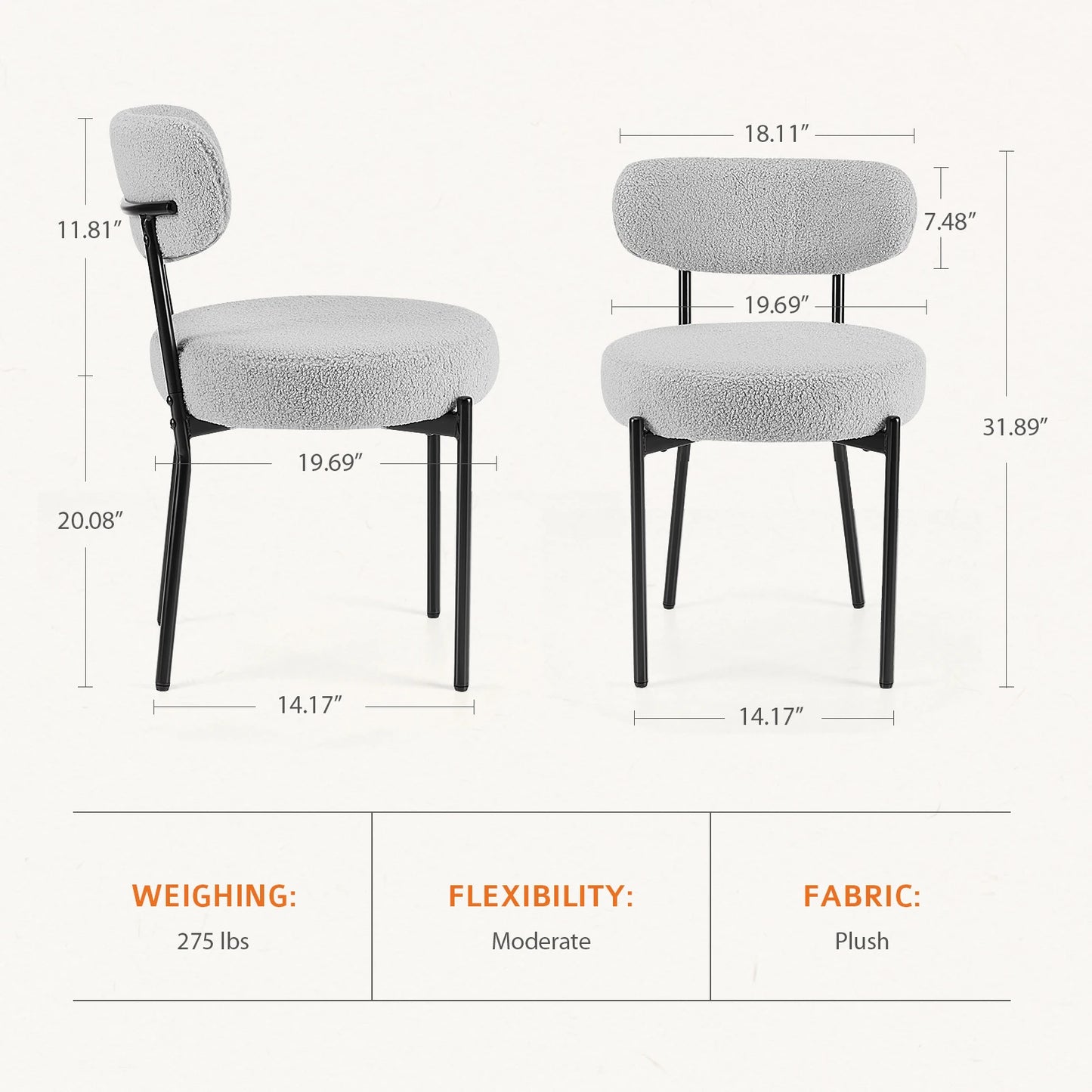 Ergonomic Round Dining Chairs Set Of 2