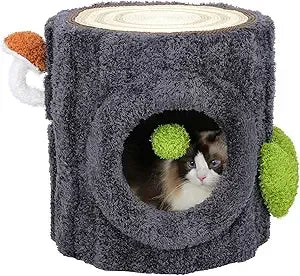 Super Large Cat Tree For Indoor Cats, All-in-One Tall Cats Tower With Scratching Post, Luxury Multi-Level Solid Wood Cat Condo F