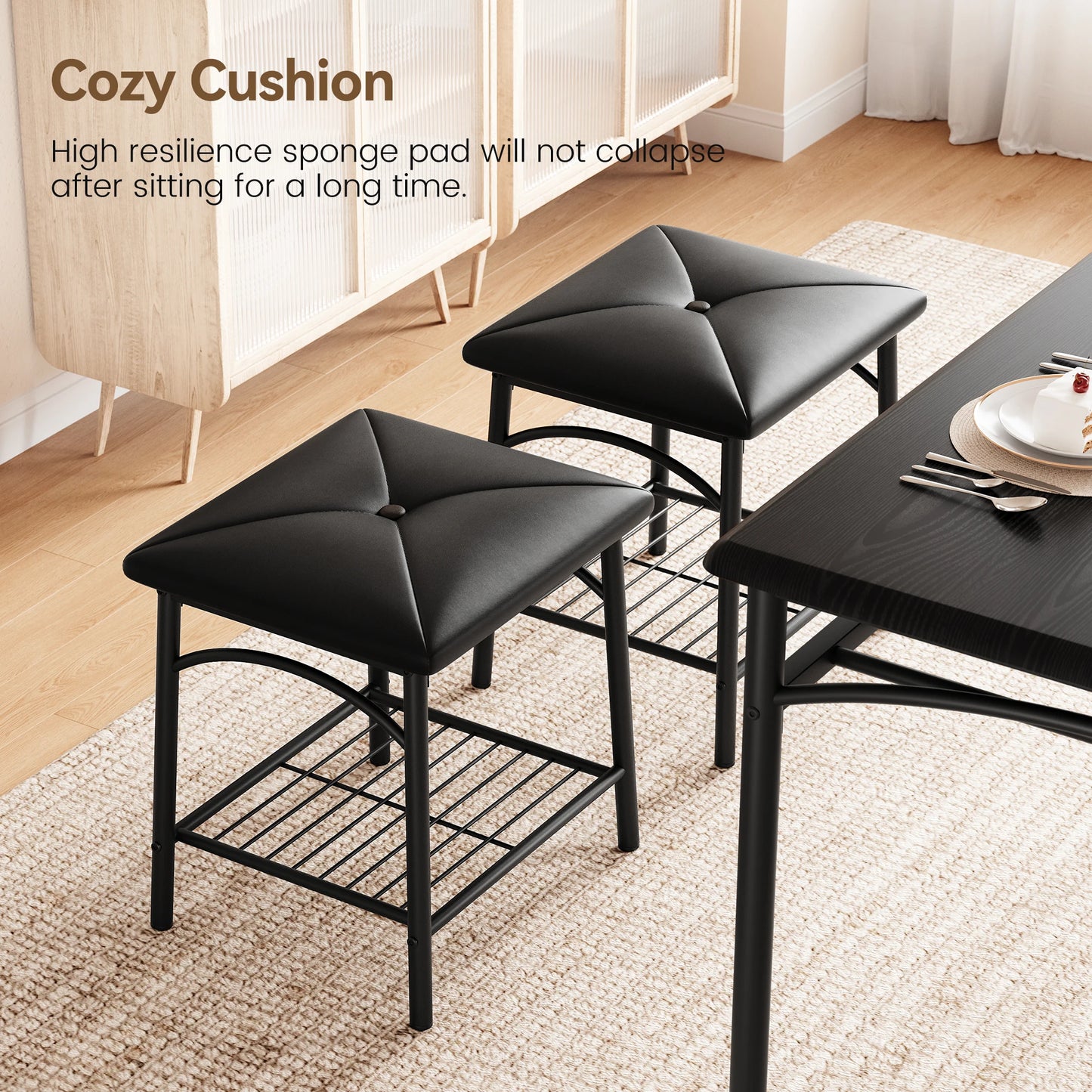 Dining Table Set with Upholstered Bench