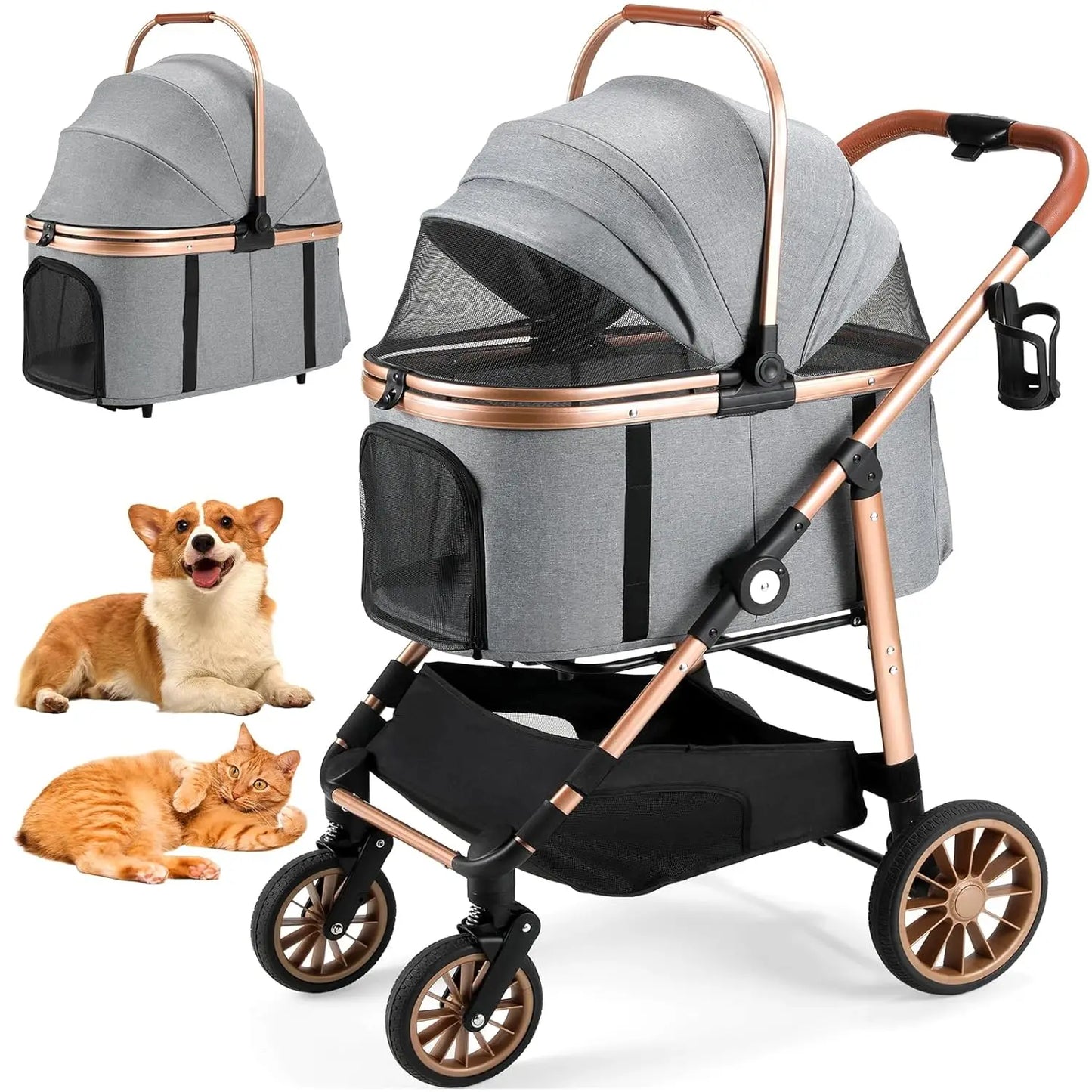 360° High Wheels Transport Foldable Pet Stroller