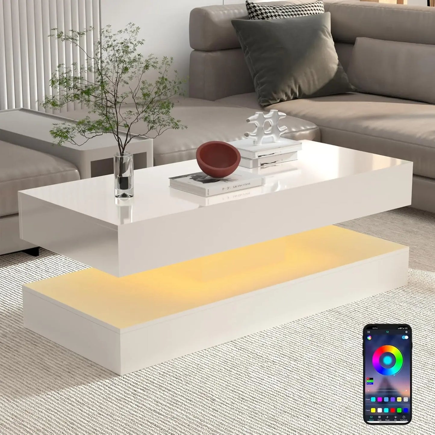 Modern Stylish Coffee Table with LED Lights