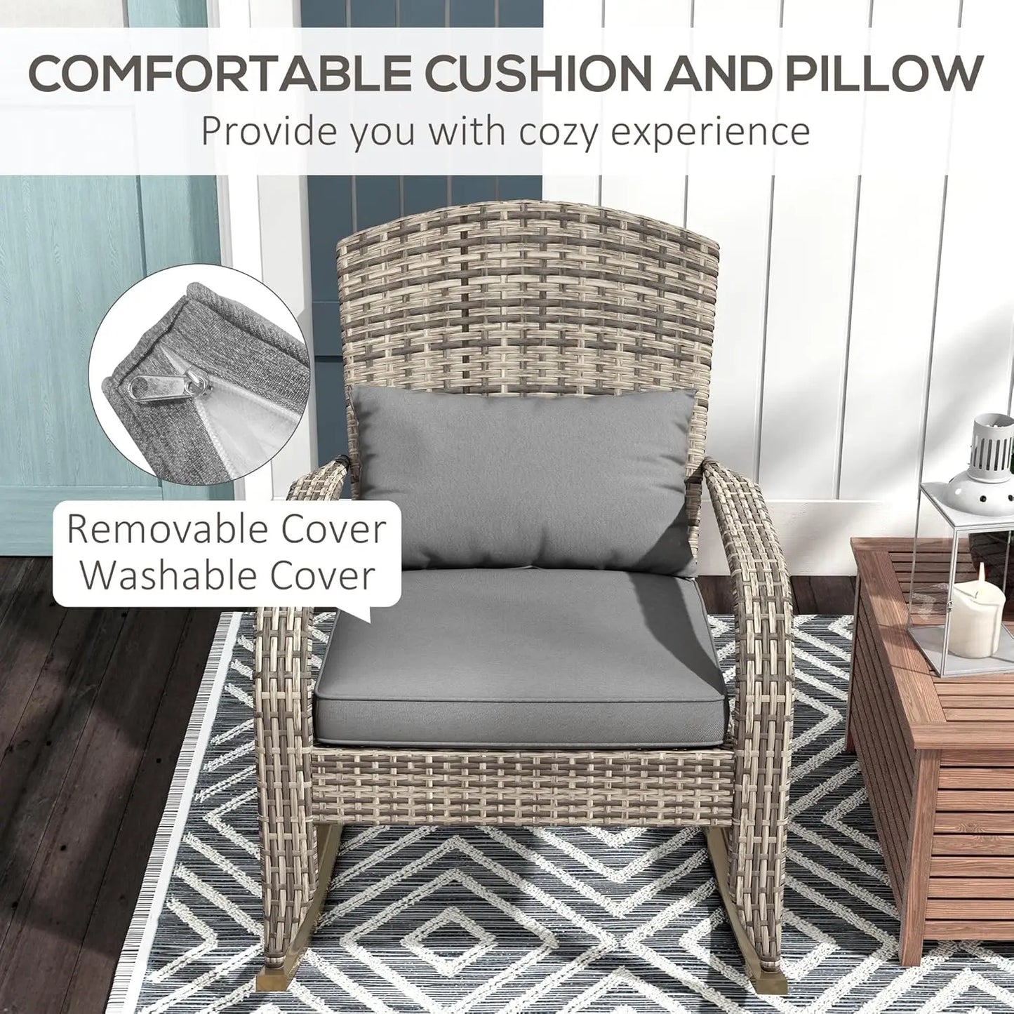 Outdoor Wicker Adirondack Rocking Chair