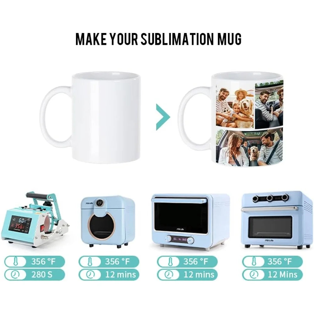 8 Pack 11oz White Sublimation Coffee Mugs