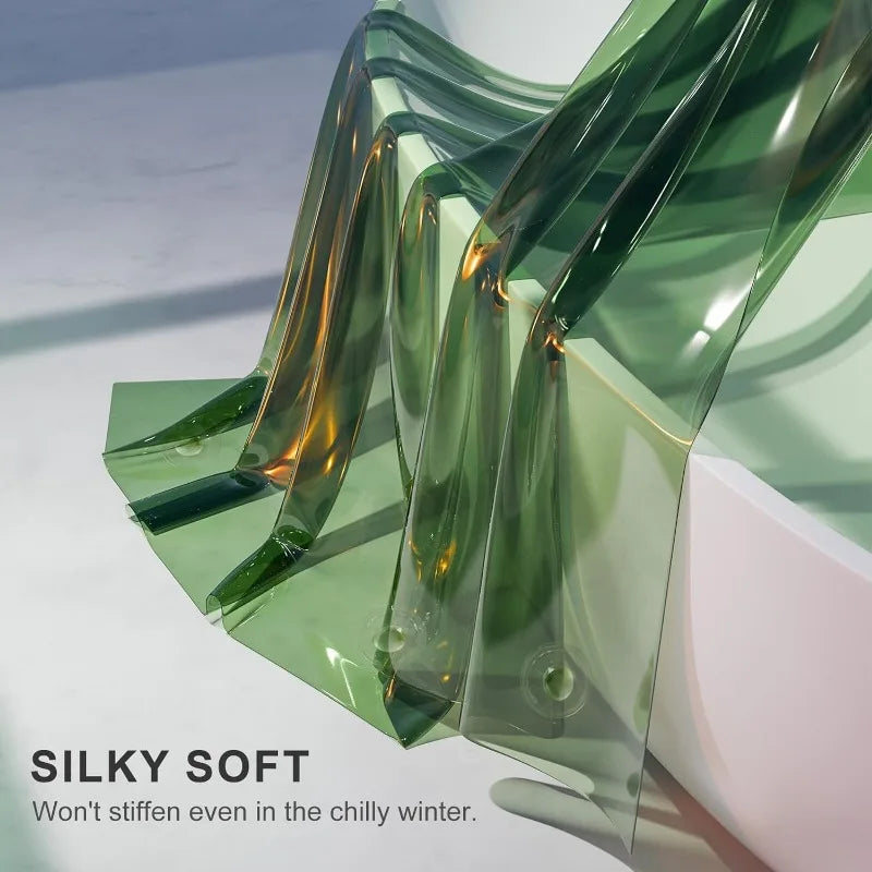 Clear Green Shower Curtain and Liner 2-in-1
