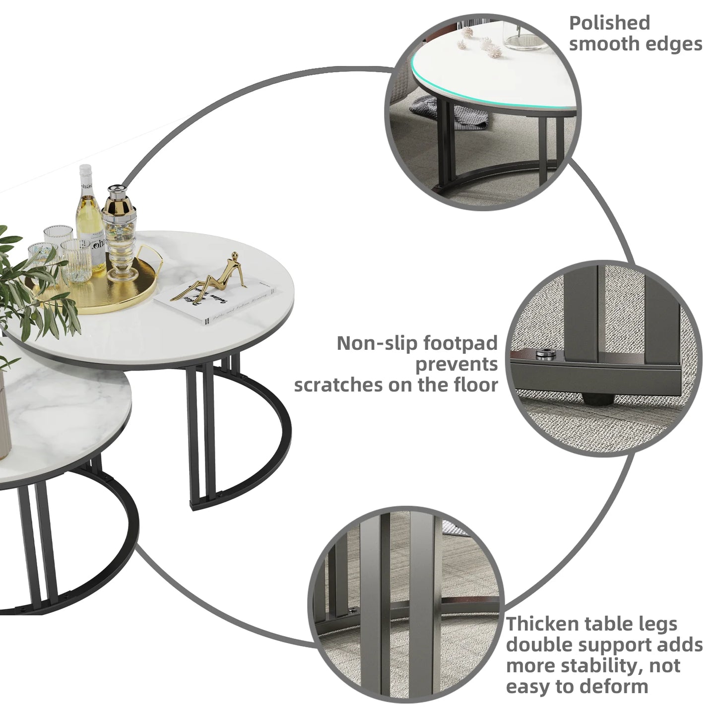 Modern Nesting Coffee Table Set of 2