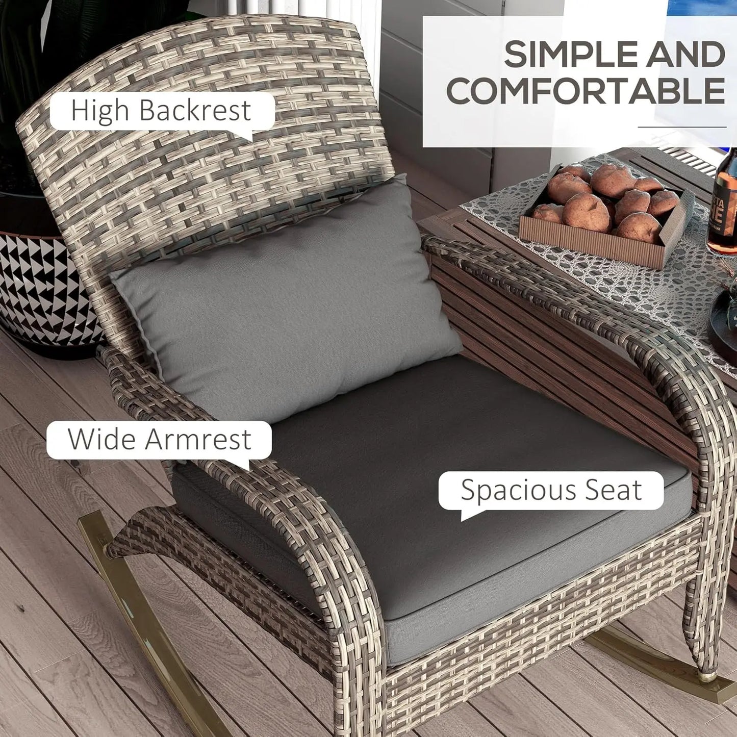 Outdoor Wicker Adirondack Rocking Chair