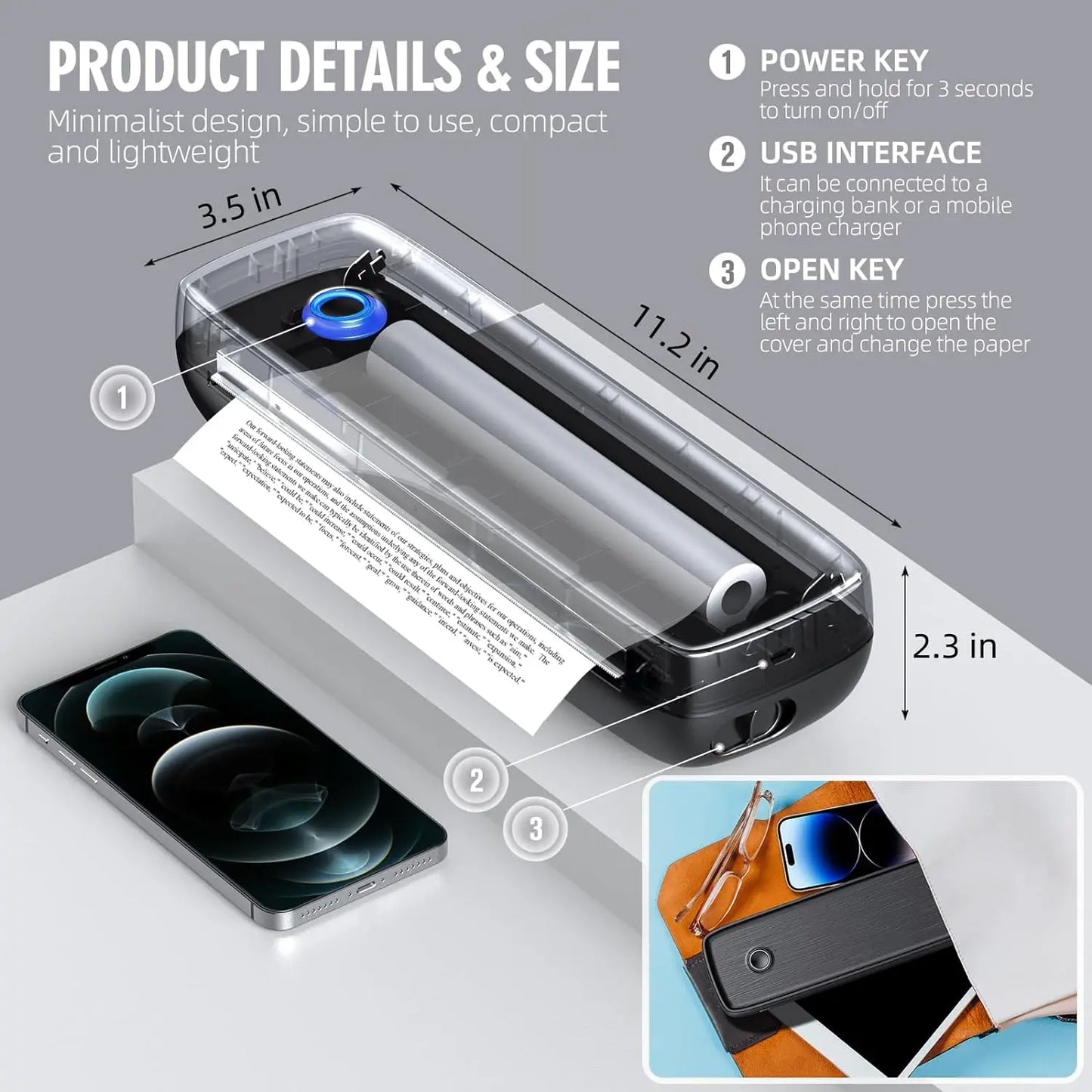 Portable Wireless Bluetooth Thermal Inkless Printer