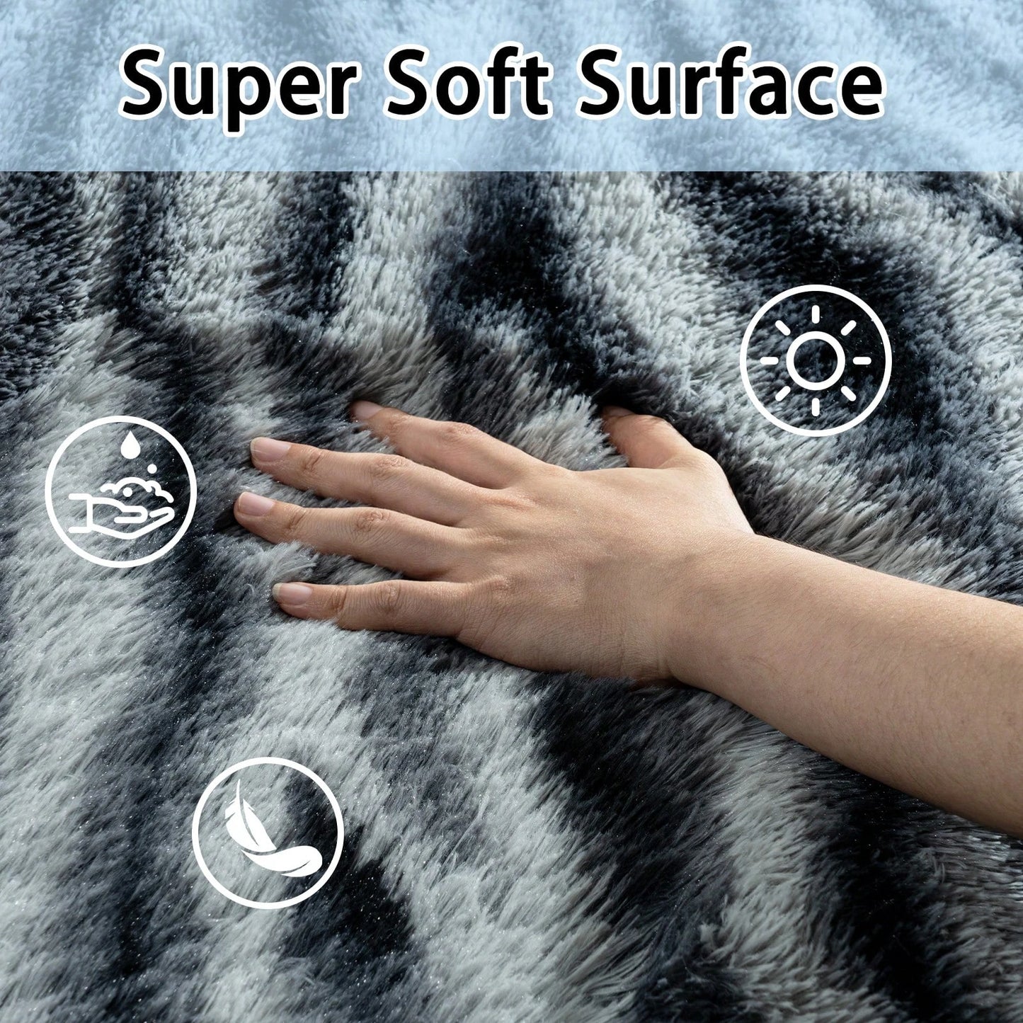 Fluffy Long Shag Zebra Print Rug