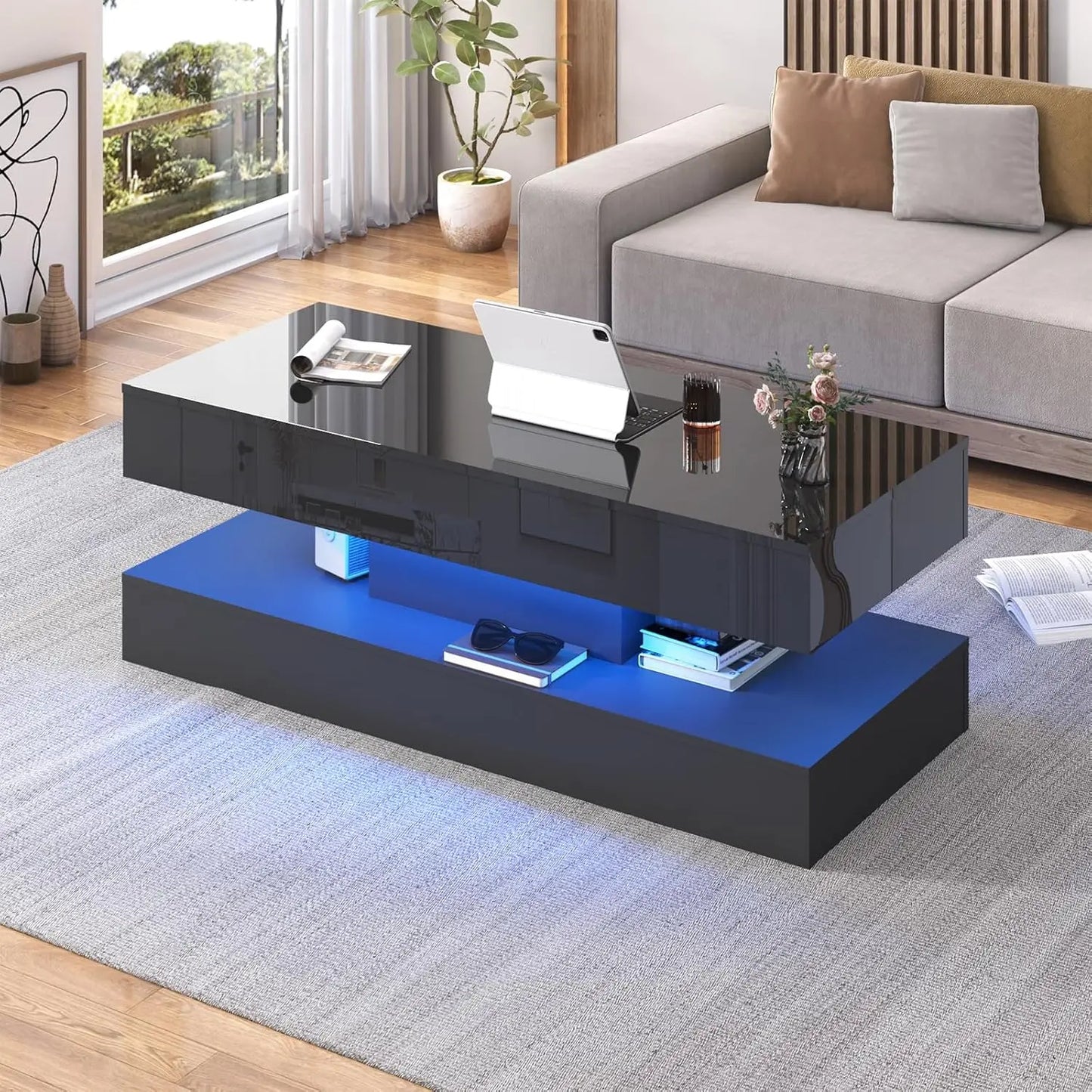 Modern Stylish Coffee Table with LED Lights