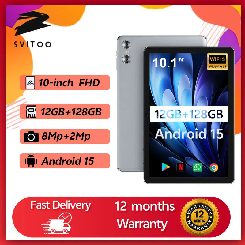 10.1" 2025 Tablet Android 15