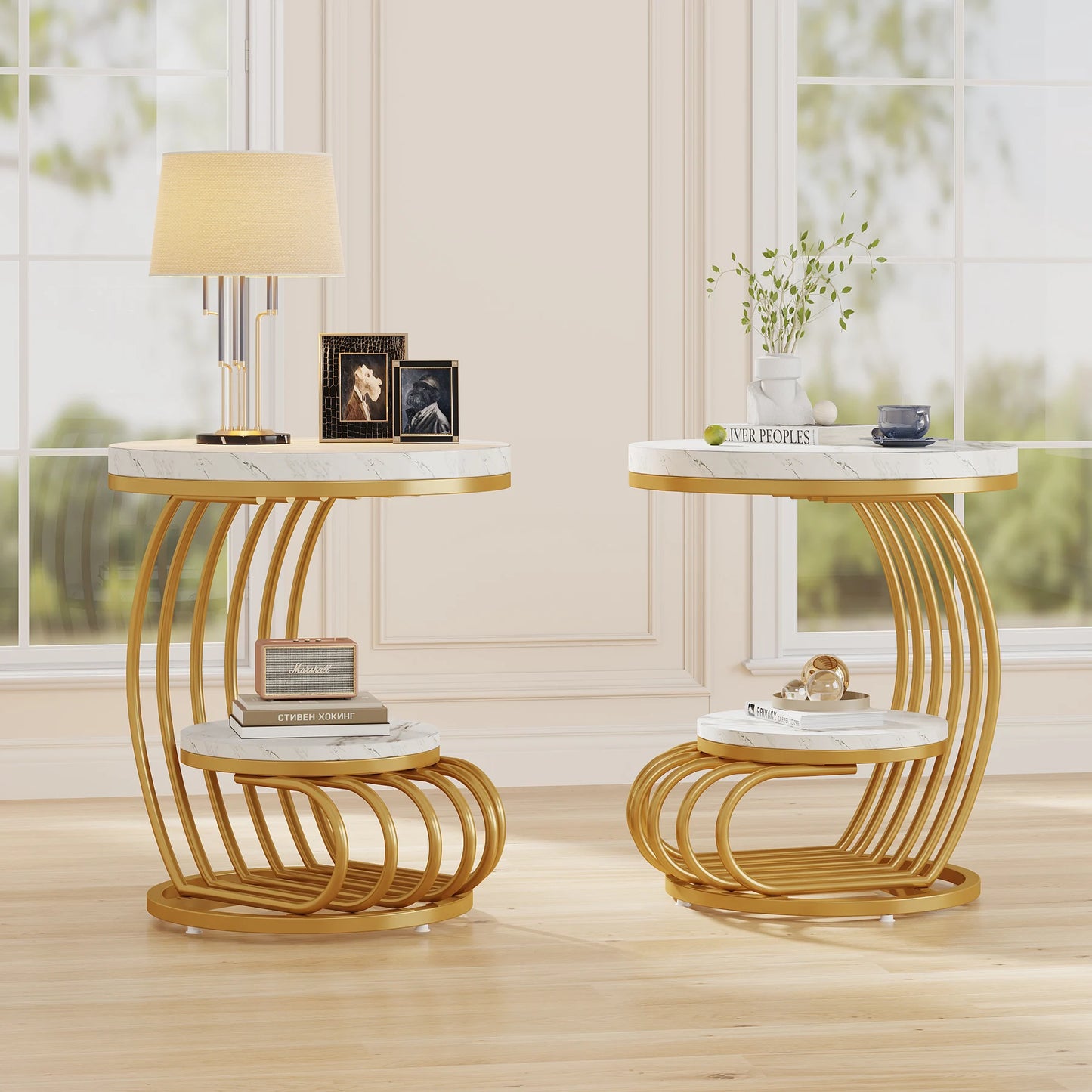Gold Round End Table