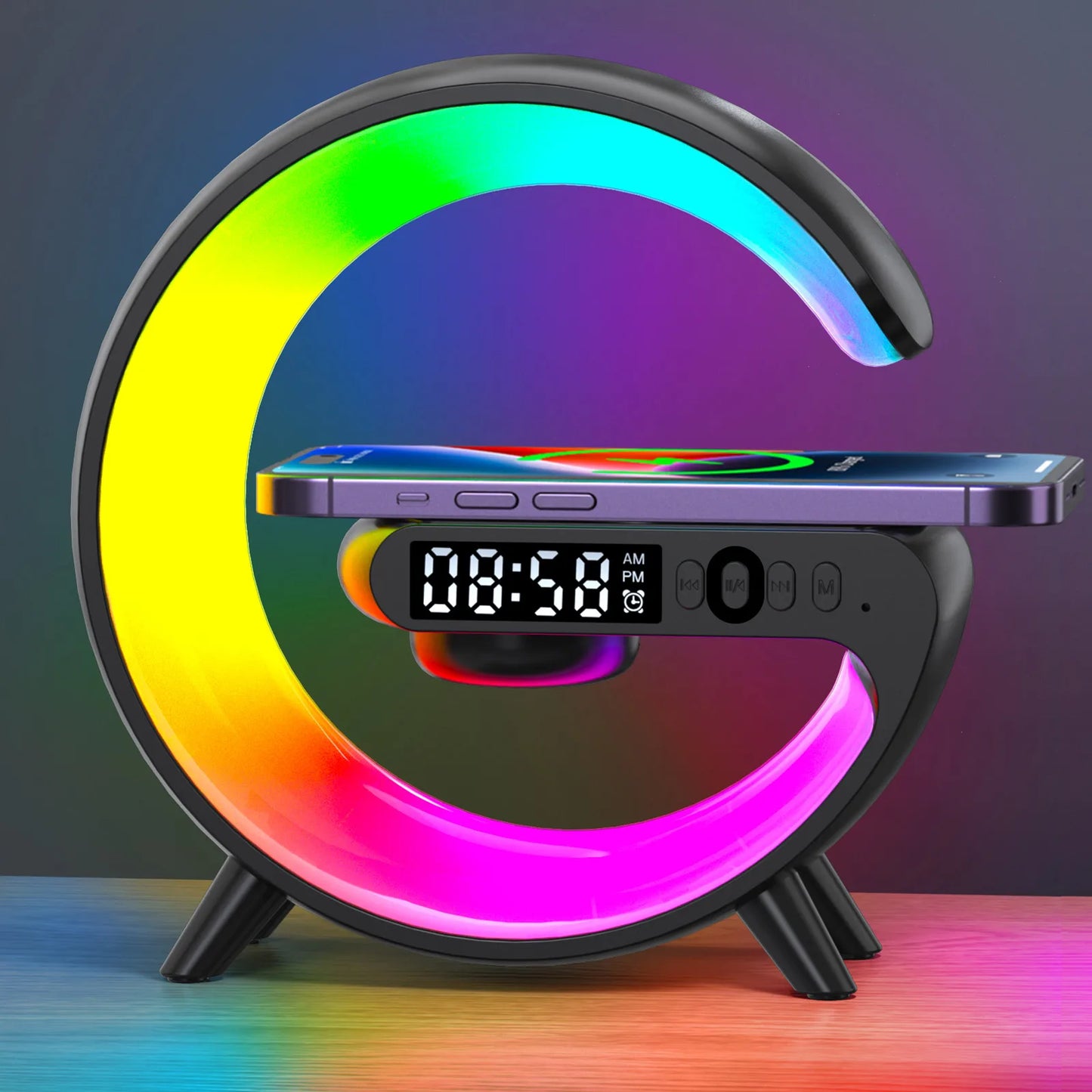 Charger Desktop Stand Bluetooth Speaker TF Clock