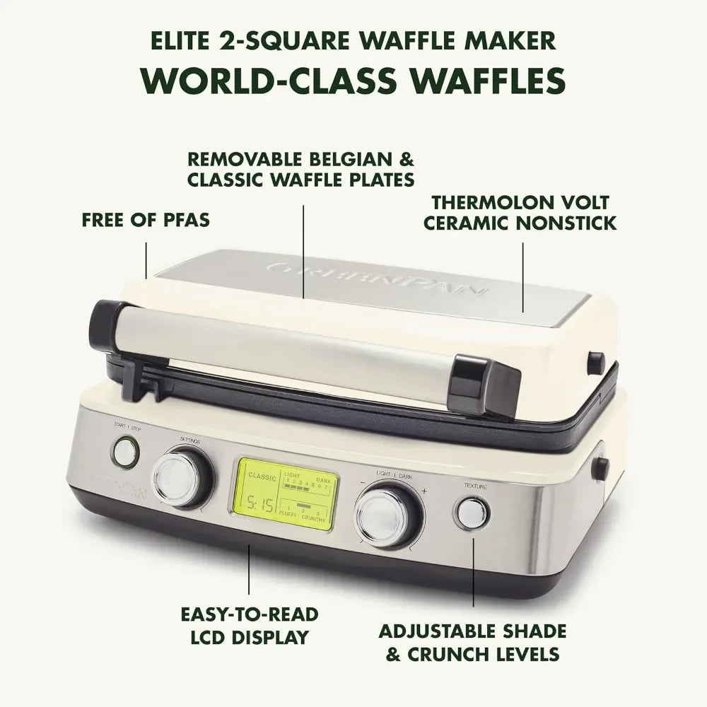 2-Square Belgian & Classic Waffle Iron