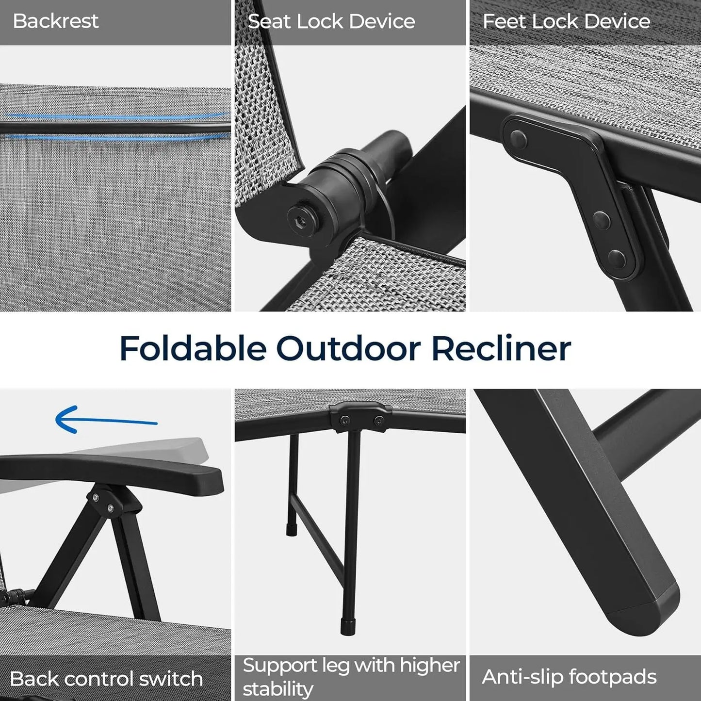 Outdoor Folding Chaise Lounge Set of 2