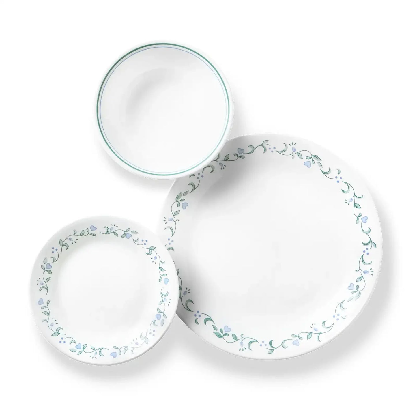 White and Green Round Dinnerware Set