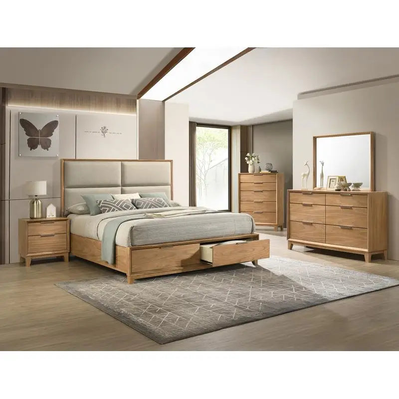 Contemporary 6-Drawer Dresser Natural Wood Finish