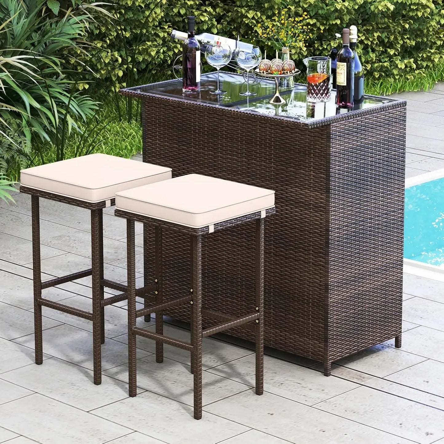 3 Piece Patio Bar Set
