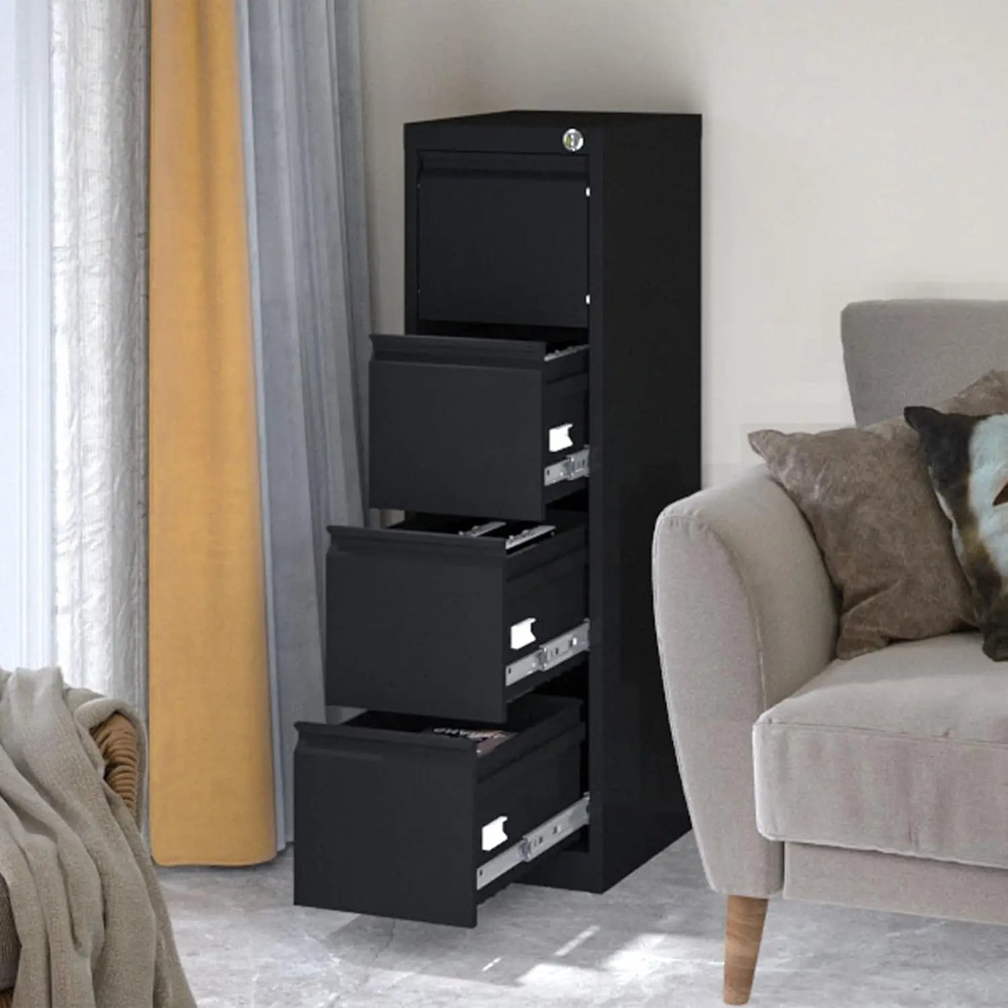4 Drawer Filing Cabinet, Metal Vertical Cabinet