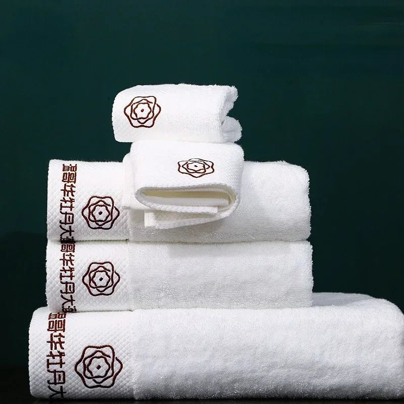 Embroidered Crown White Bath Towels