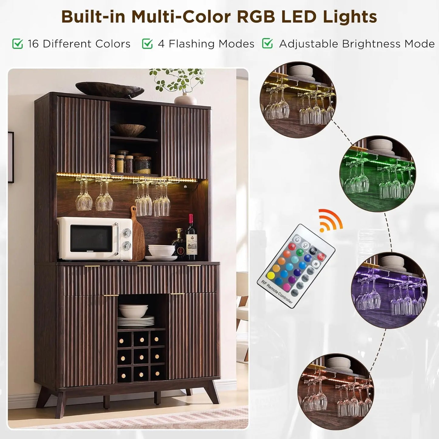 72" Modern Wine & Coffee Bar Cabinet