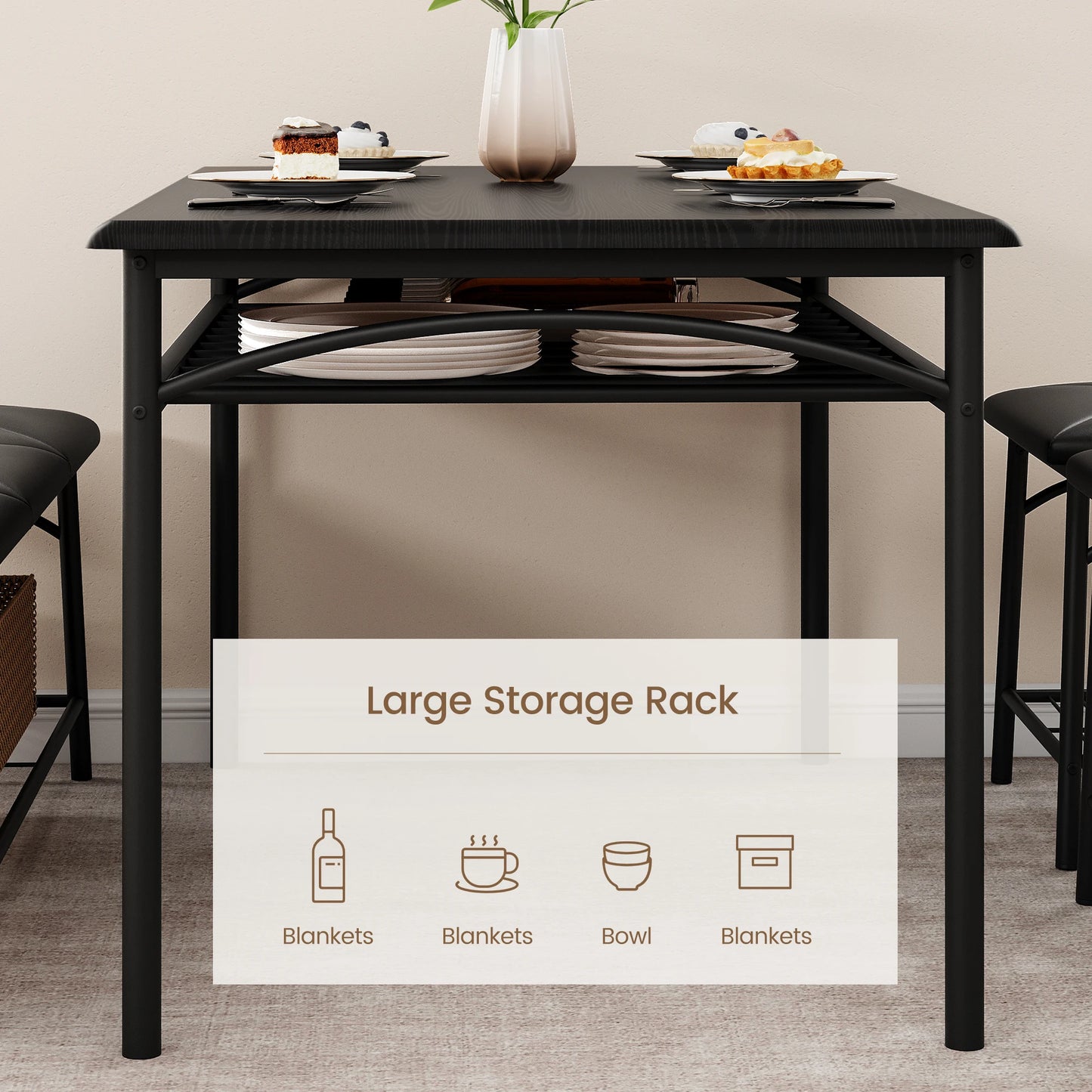 Dining Table Set with Upholstered Bench