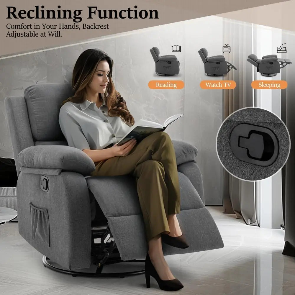 Recliner Chair, Swivel Rocker for Adults
